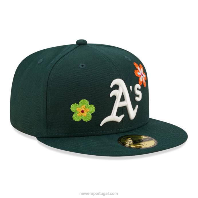 FFTN1314 New Era Boné Oakland Athletics MLB Flower Green 59Fifty