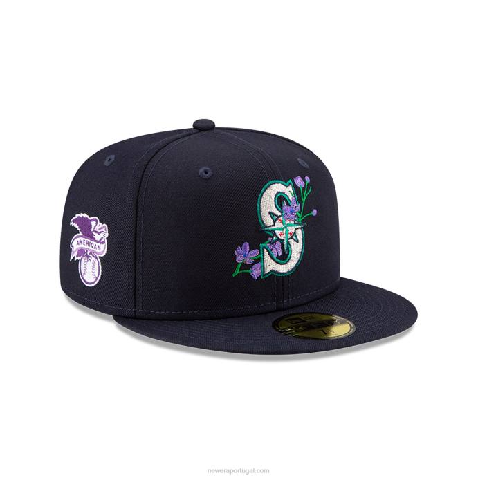 FFTN1316 New Era boné ajustado azul marinho 59fifty com patch lateral seattle mariners