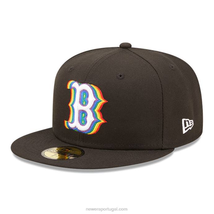 FFTN1324 New Era boton red sox mlb prismatic preto 59fifty boné justo