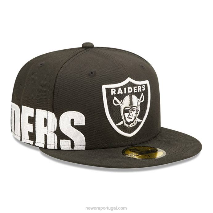 FFTN1326 New Era boné las vegas raiders nfl side split preto 59fifty
