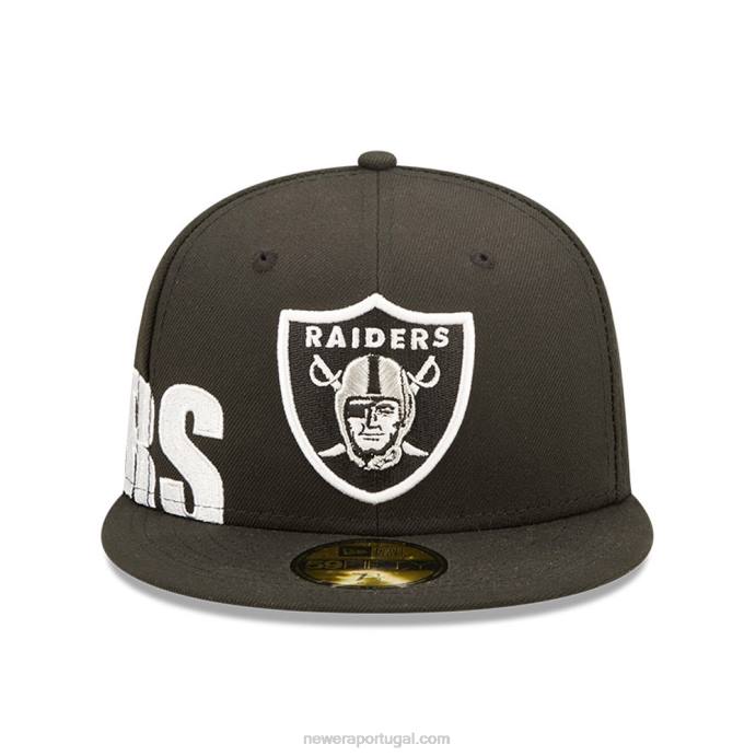 FFTN1326 New Era boné las vegas raiders nfl side split preto 59fifty