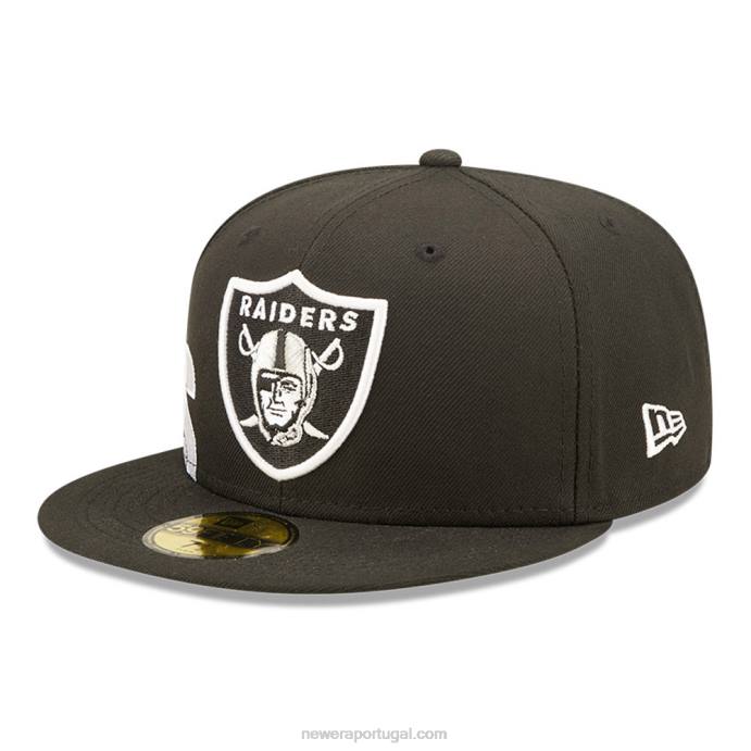 FFTN1326 New Era boné las vegas raiders nfl side split preto 59fifty