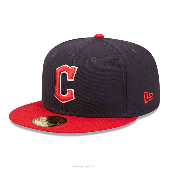 FFTN1328 New Era boné justo cleveland Guardians 59fifty Autêntico Performance Navy
