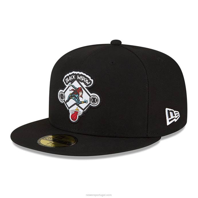 FFTN1332 New Era Boné miami heat nba x marvel viúva negra preto 59fifty