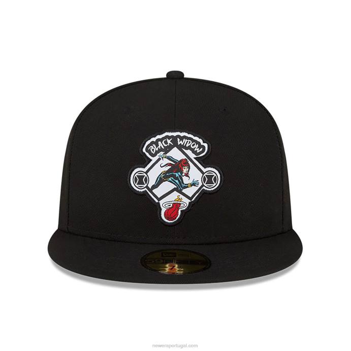 FFTN1332 New Era Boné miami heat nba x marvel viúva negra preto 59fifty