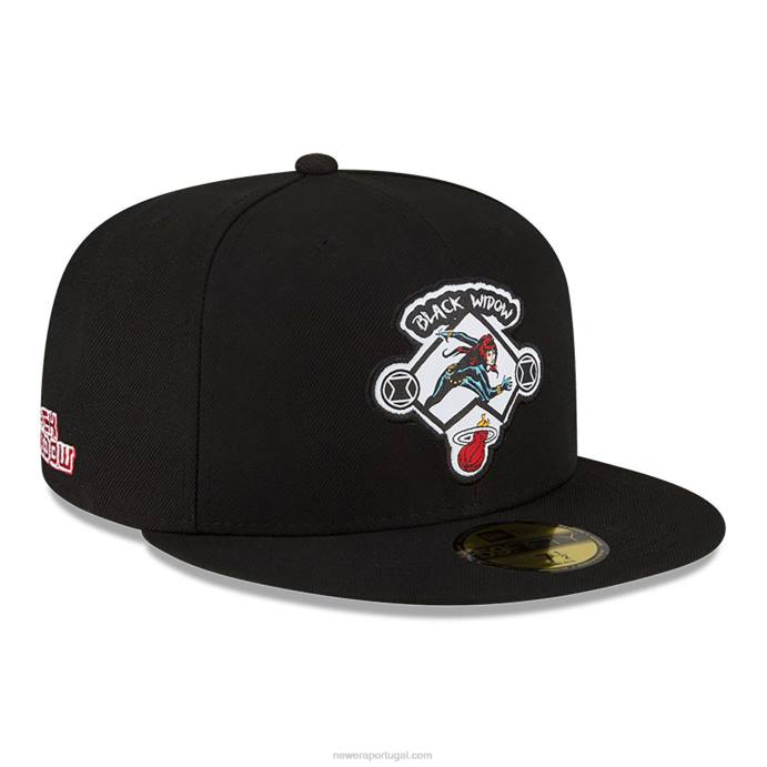 FFTN1332 New Era Boné miami heat nba x marvel viúva negra preto 59fifty