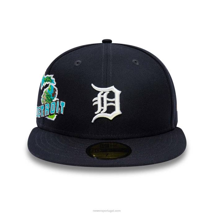 FFTN1342 New Era boné justo Detroit Tigers Stateview Navy 59fifty