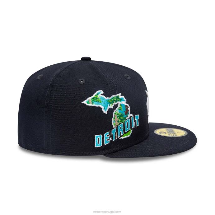 FFTN1342 New Era boné justo Detroit Tigers Stateview Navy 59fifty