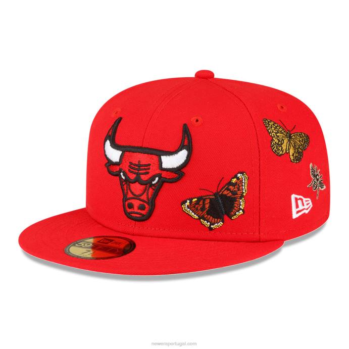 FFTN1349 New Era chicago bulls feltro x nba red 59fifty boné ajustado