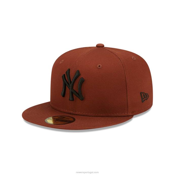 FFTN1352 New Era boné ajustado New York Yankees League Essentials marrom escuro 59fifty