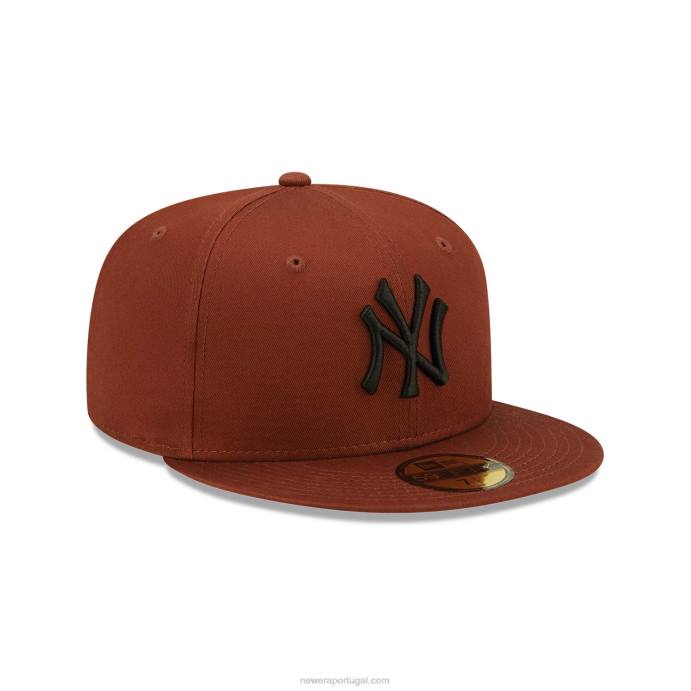 FFTN1352 New Era boné ajustado New York Yankees League Essentials marrom escuro 59fifty