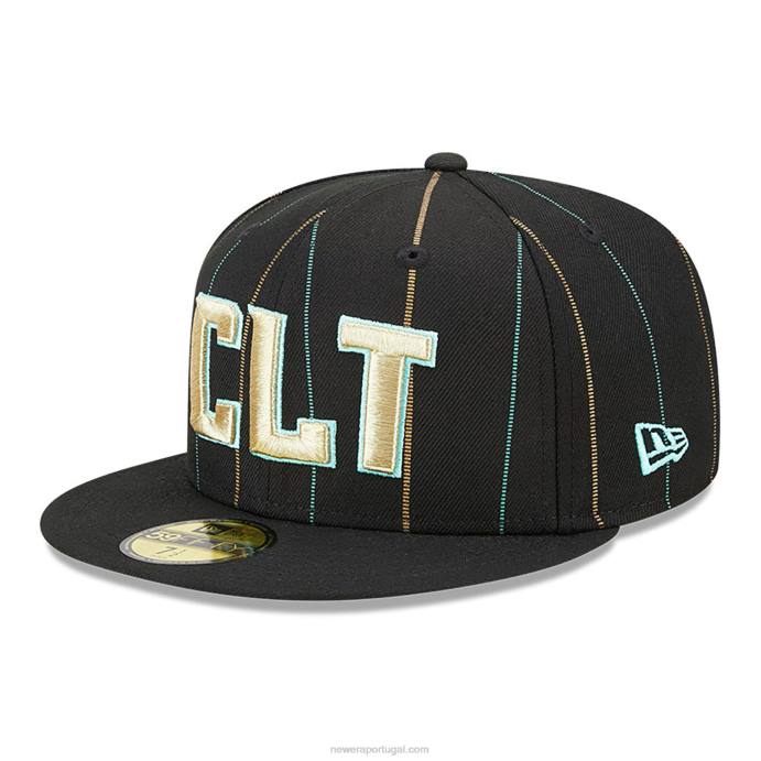 FFTN1355 New Era Boné Charlotte Hornets Autentics City Edition Preto 59Fifty