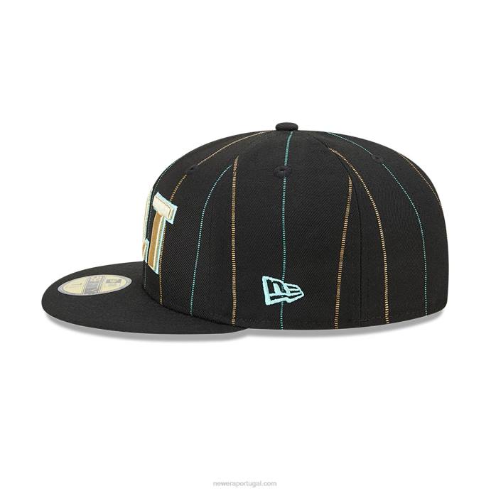 FFTN1355 New Era Boné Charlotte Hornets Autentics City Edition Preto 59Fifty