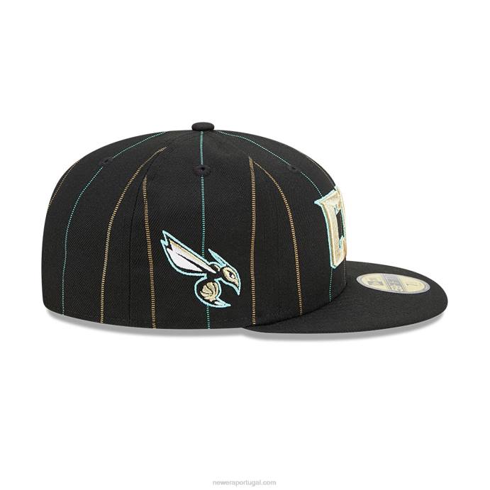 FFTN1355 New Era Boné Charlotte Hornets Autentics City Edition Preto 59Fifty