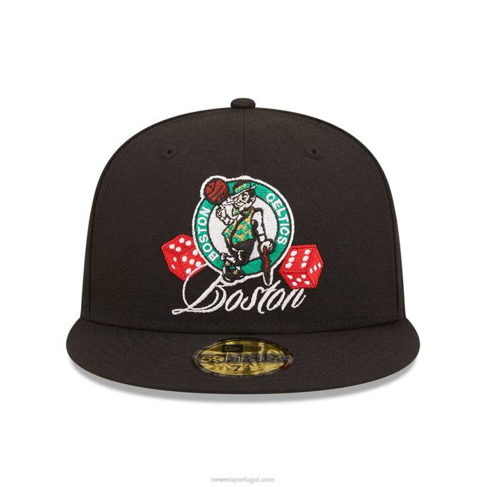 FFTN1361 New Era boton celtics roller preto 59fifty boné ajustado