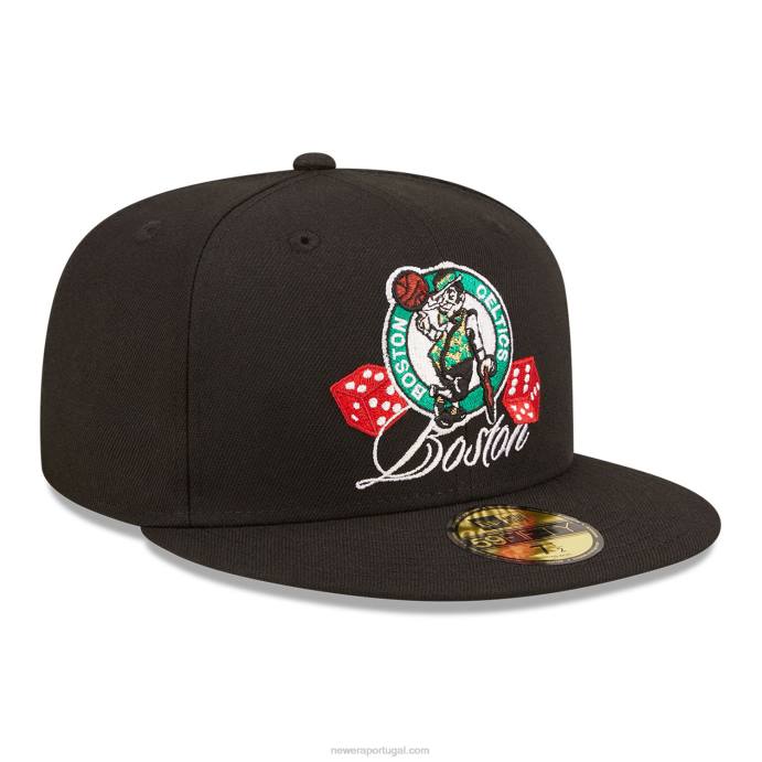 FFTN1361 New Era boton celtics roller preto 59fifty boné ajustado