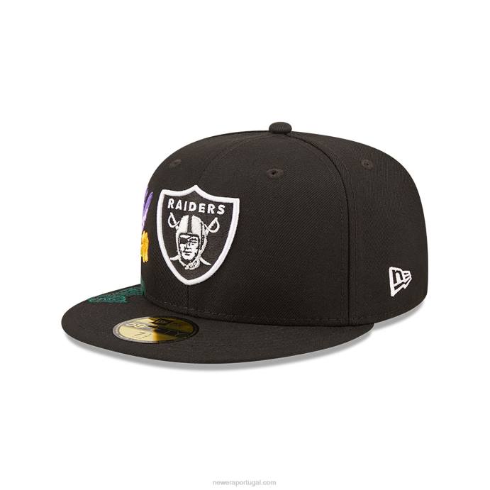 FFTN1365 New Era boné justo las vegas raiders nfl blooming black 59fifty