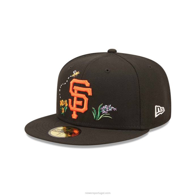 FFTN1369 New Era boné san francisco gigantes aquarela floral preto 59fifty