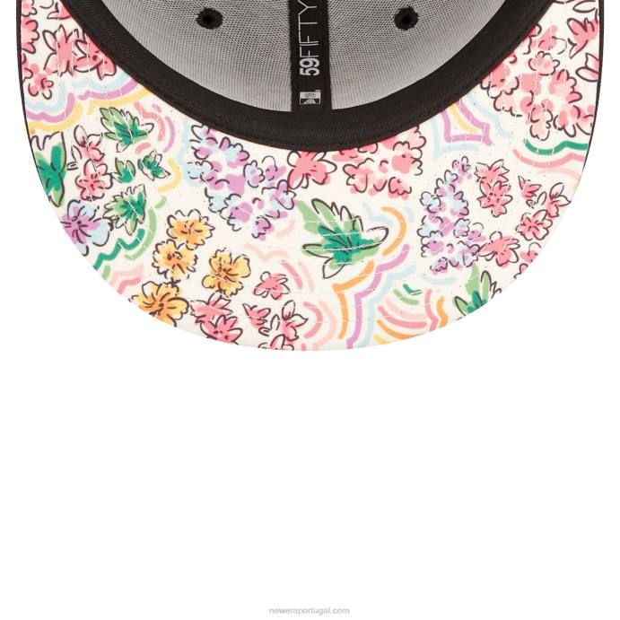 FFTN1369 New Era boné san francisco gigantes aquarela floral preto 59fifty