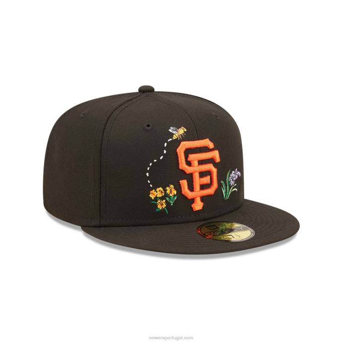 FFTN1369 New Era boné san francisco gigantes aquarela floral preto 59fifty