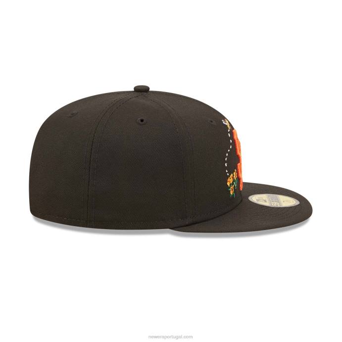 FFTN1369 New Era boné san francisco gigantes aquarela floral preto 59fifty