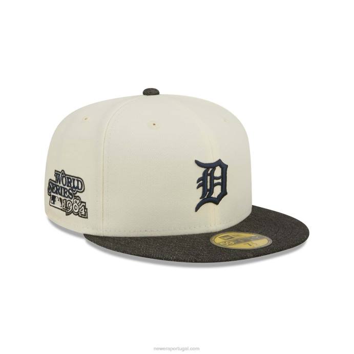 FFTN1370 New Era boné detroit tigers mlb jeans preto cromado branco 59fifty