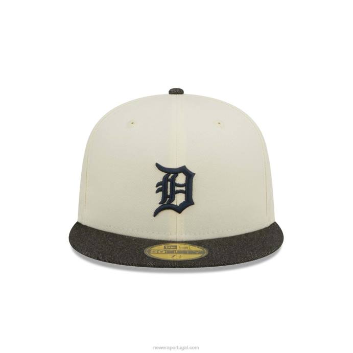 FFTN1370 New Era boné detroit tigers mlb jeans preto cromado branco 59fifty