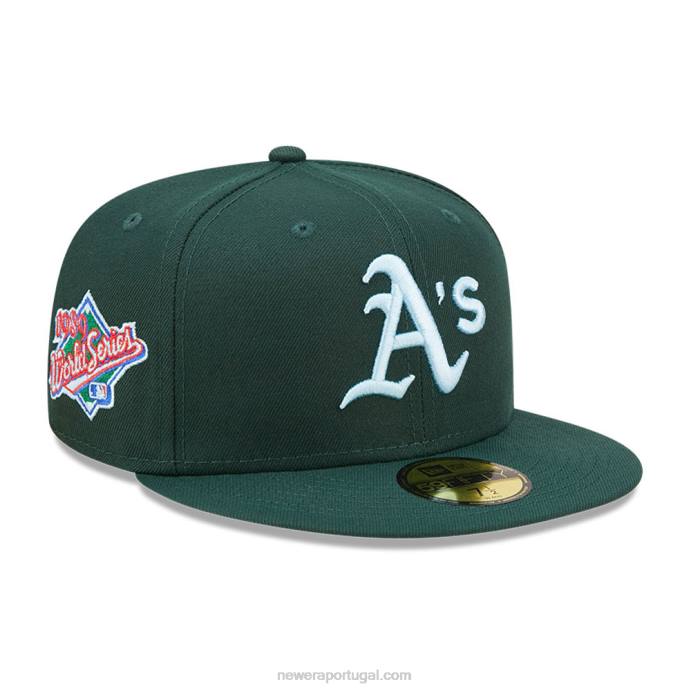 FFTN1375 New Era Boné Oakland Athletics MLB Cloud Verde Escuro 59Fifty