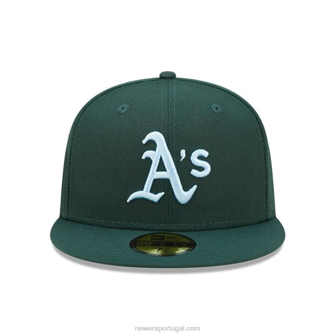 FFTN1375 New Era Boné Oakland Athletics MLB Cloud Verde Escuro 59Fifty