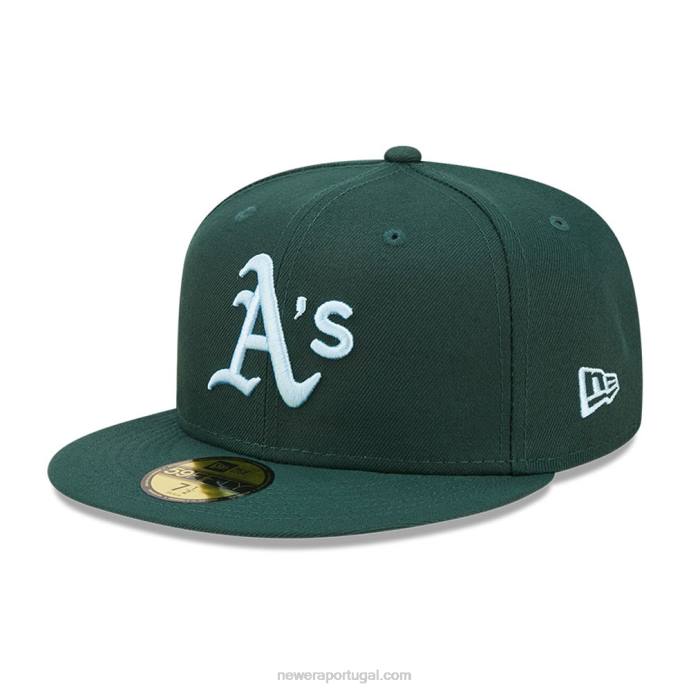 FFTN1375 New Era Boné Oakland Athletics MLB Cloud Verde Escuro 59Fifty