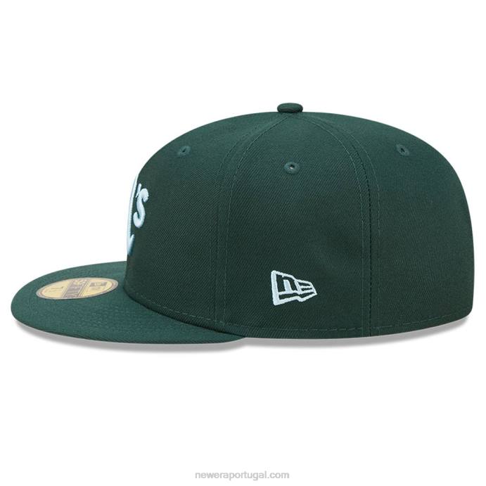 FFTN1375 New Era Boné Oakland Athletics MLB Cloud Verde Escuro 59Fifty