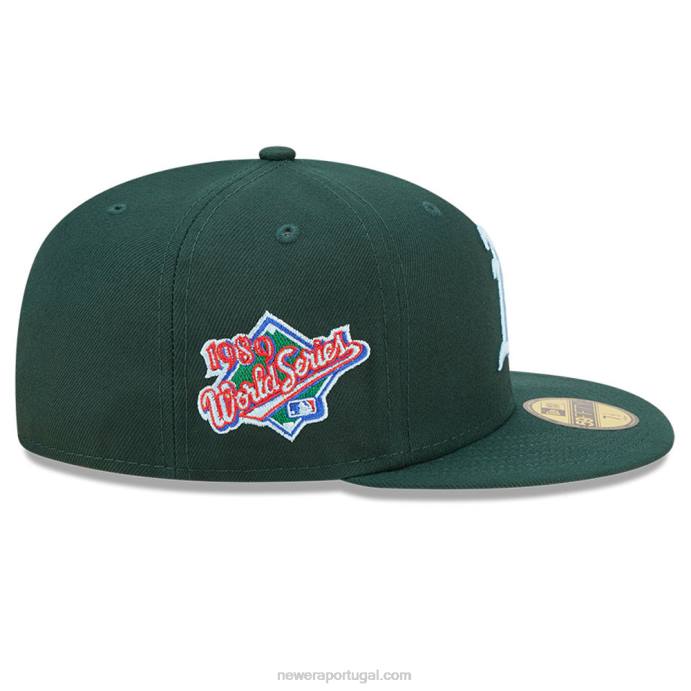 FFTN1375 New Era Boné Oakland Athletics MLB Cloud Verde Escuro 59Fifty
