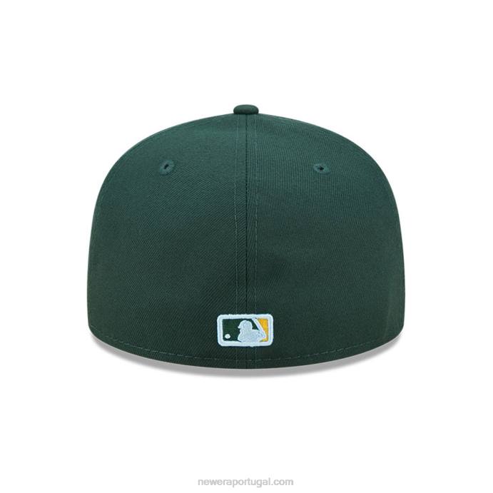 FFTN1375 New Era Boné Oakland Athletics MLB Cloud Verde Escuro 59Fifty