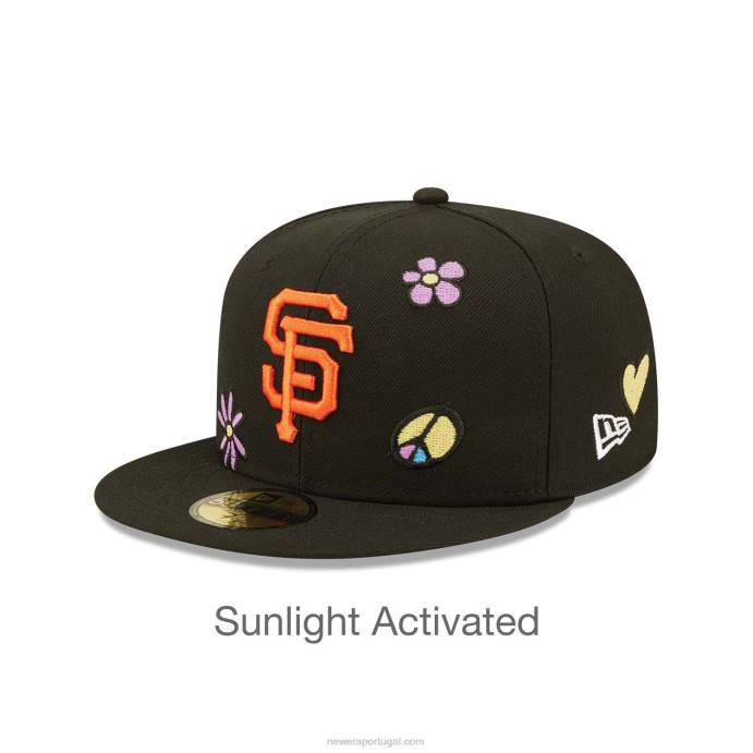 FFTN1378 New Era san francisco gigantes mlb luz solar pop boné preto 59fifty