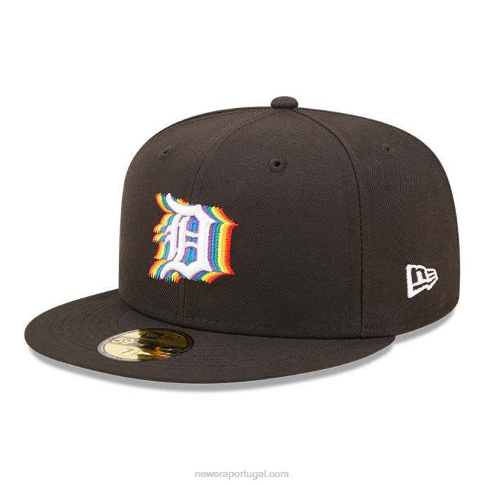 FFTN1380 New Era boné justo Detroit Tigers mlb prismatic preto 59fifty
