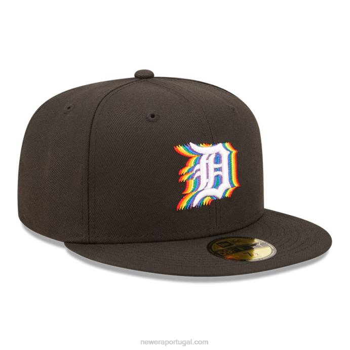 FFTN1380 New Era boné justo Detroit Tigers mlb prismatic preto 59fifty
