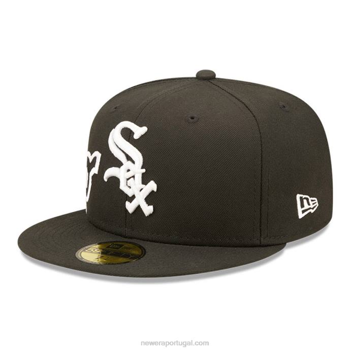 FFTN1382 New Era boné chicago white sox mlb side split preto 59fifty