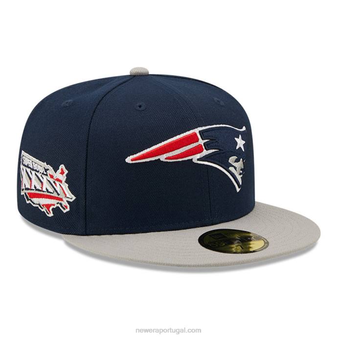 FFTN1384 New Era Boné New England Patriots com Patch Lateral Navy 59Fifty