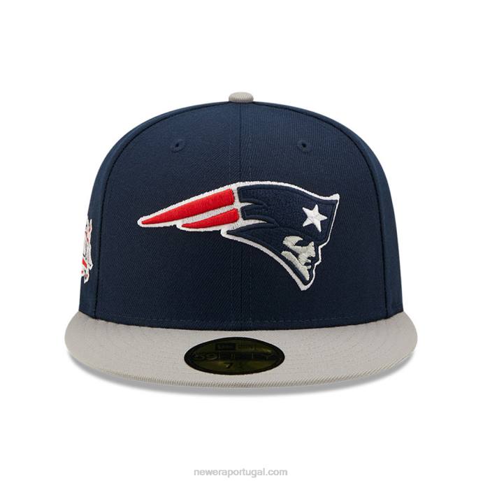 FFTN1384 New Era Boné New England Patriots com Patch Lateral Navy 59Fifty
