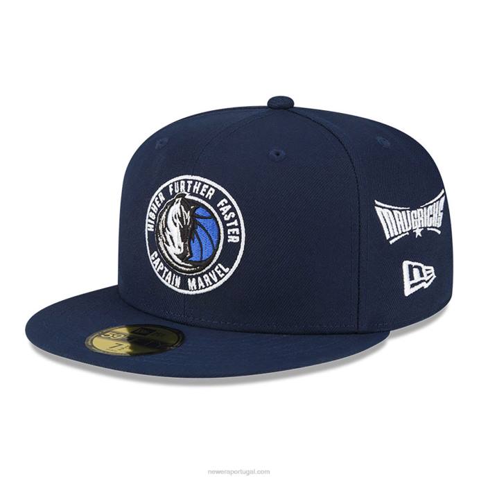 FFTN1388 New Era boné justo dallas mavericks nba x marvel capitão marvel navy 59fifty