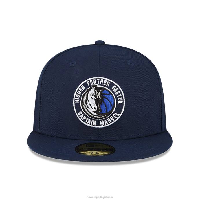 FFTN1388 New Era boné justo dallas mavericks nba x marvel capitão marvel navy 59fifty