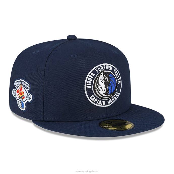 FFTN1388 New Era boné justo dallas mavericks nba x marvel capitão marvel navy 59fifty