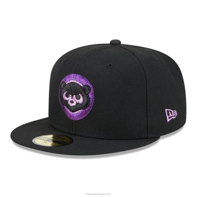 FFTN1390 New Era chicago cubs boné metálico pop preto 59fifty