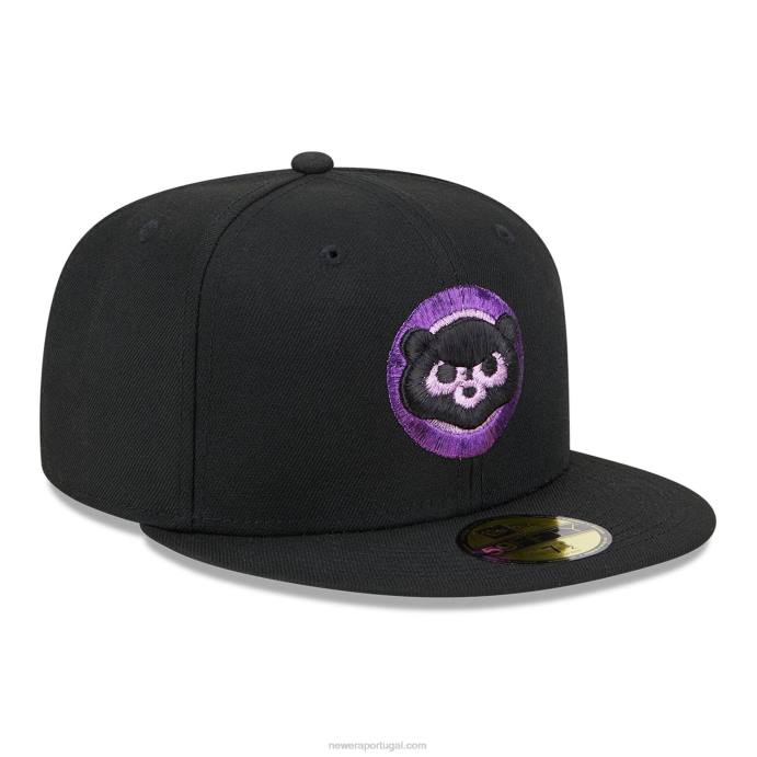 FFTN1390 New Era chicago cubs boné metálico pop preto 59fifty