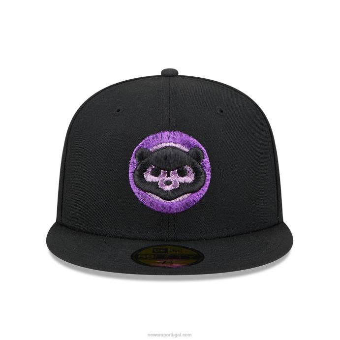 FFTN1390 New Era chicago cubs boné metálico pop preto 59fifty