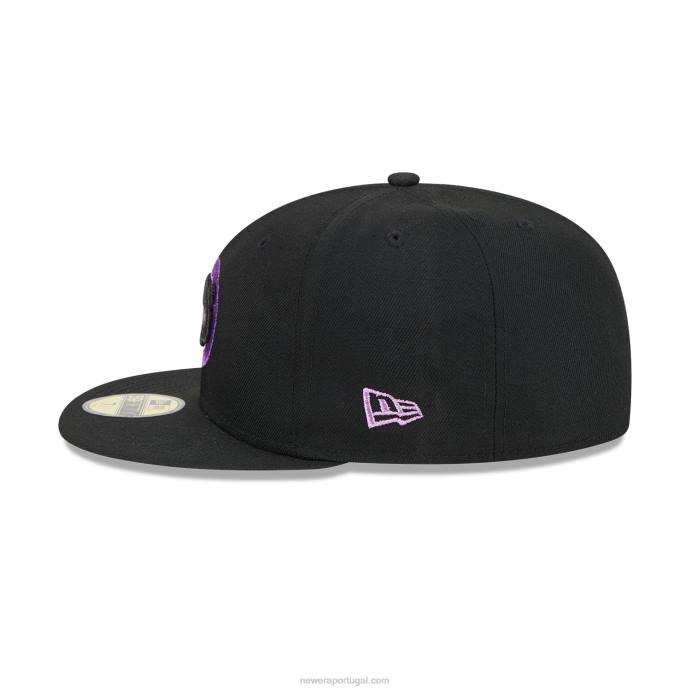 FFTN1390 New Era chicago cubs boné metálico pop preto 59fifty