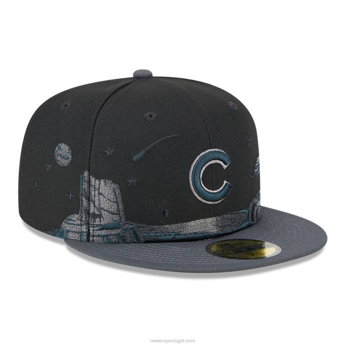 FFTN1393 New Era Boné chicago cubs planetário preto 59fifty