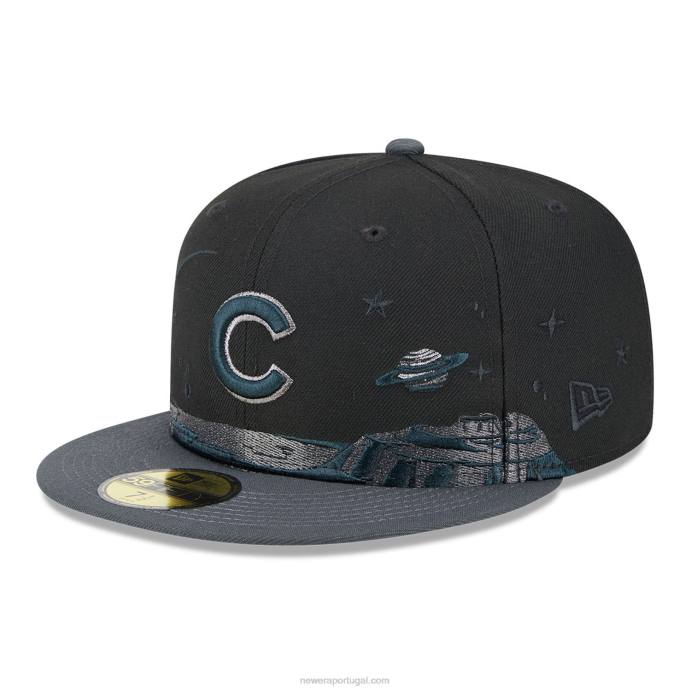 FFTN1393 New Era Boné chicago cubs planetário preto 59fifty