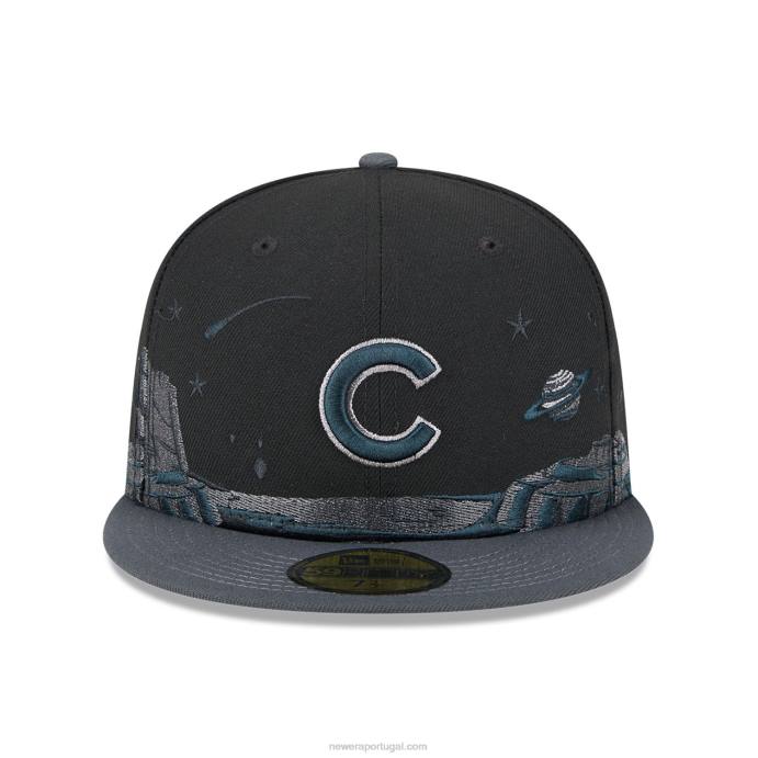 FFTN1393 New Era Boné chicago cubs planetário preto 59fifty