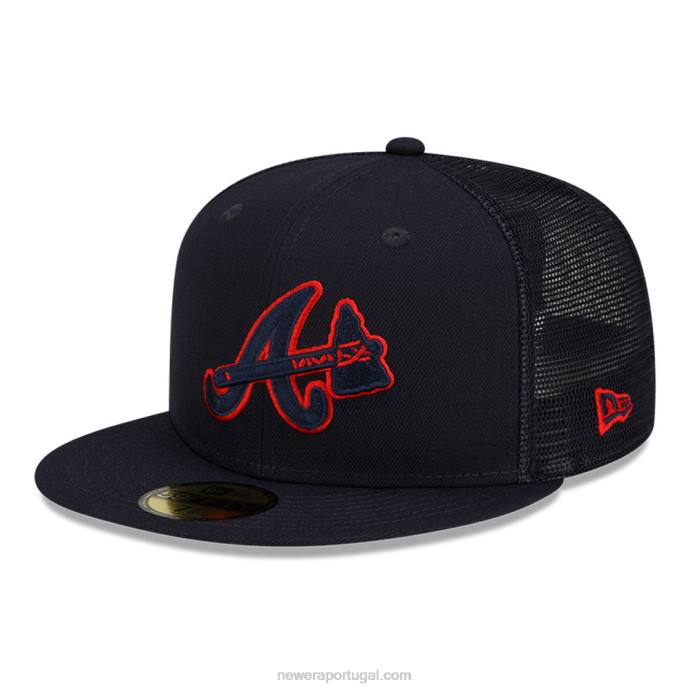 FFTN1394 New Era atlanta braves treino de rebatidas mlb boné 59fifty da marinha